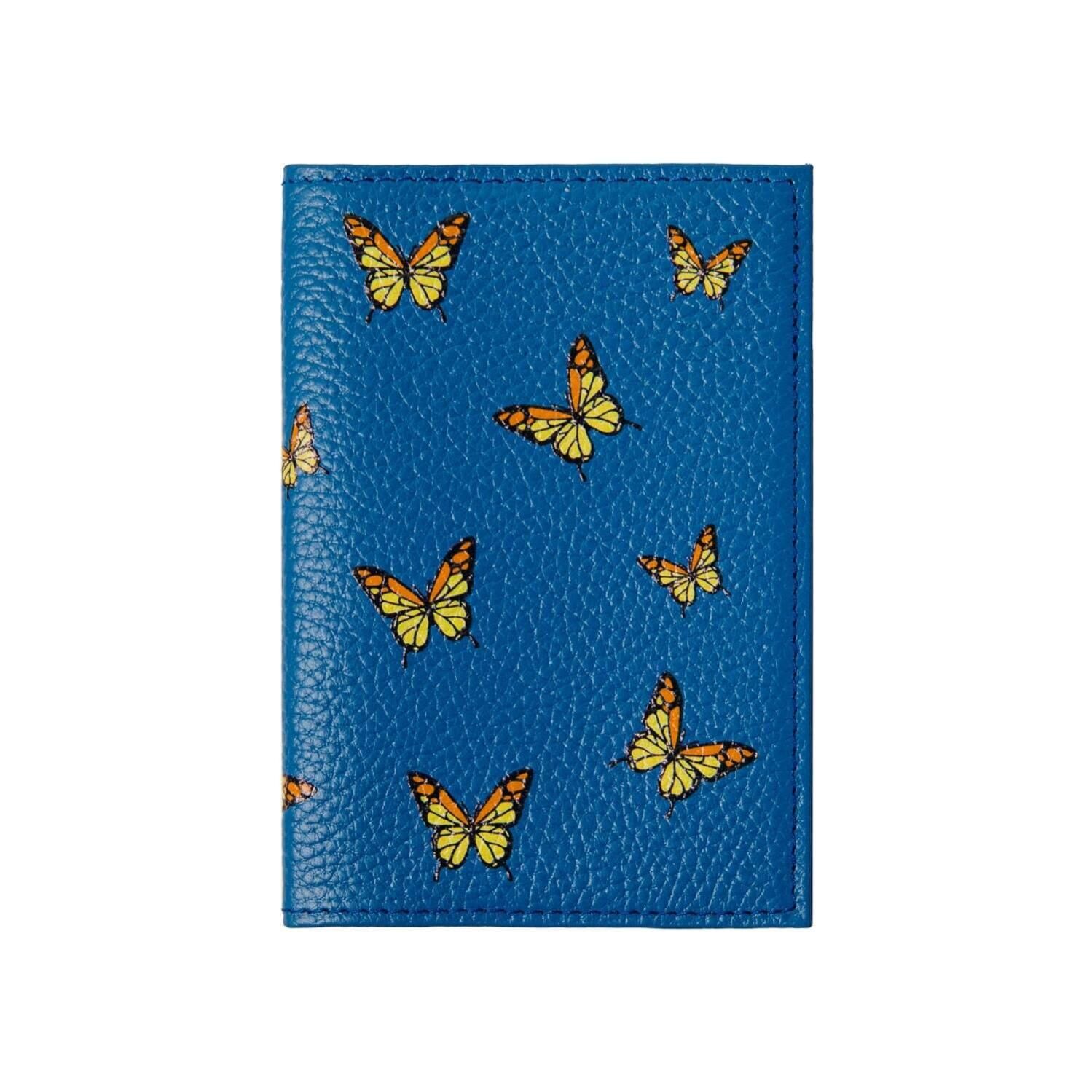 Обложка на паспорт "Butterfly" blue