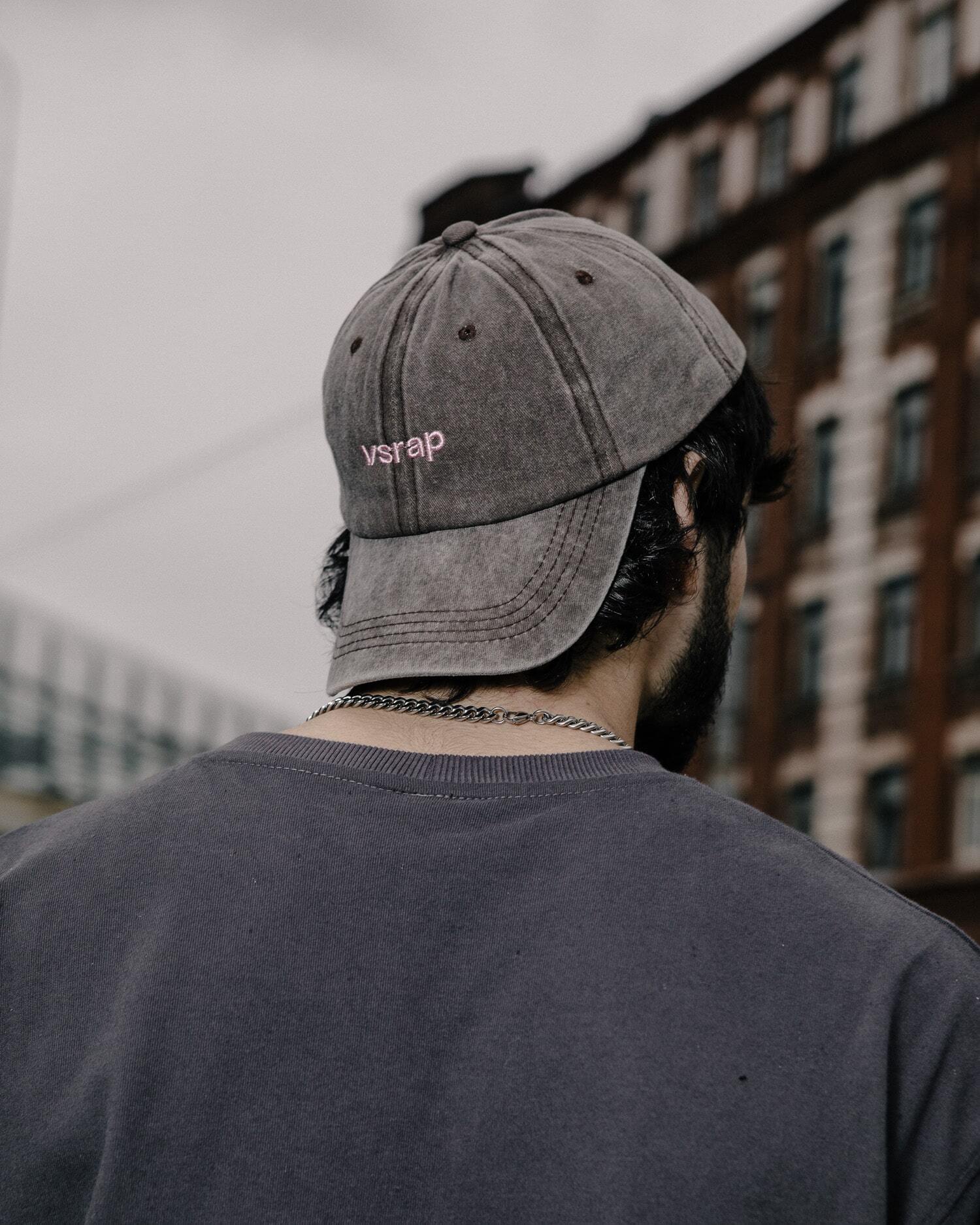 Кепка "VSRAP" brown / pink logo